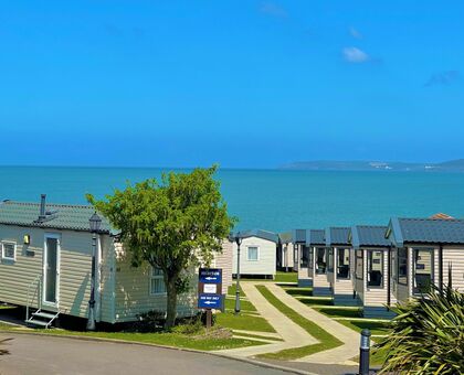 view of the caravans and the sea at Beachside