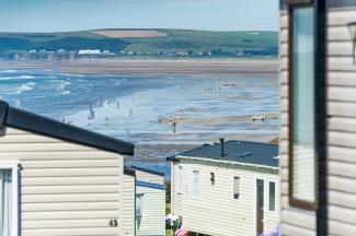 View of Westward Ho! beach from beachside Holiday Park